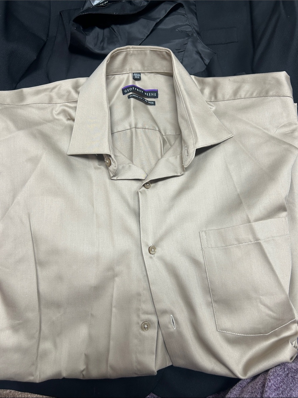 Geoffrey Beene Men's Dress Shirt - Beige/Tan bin f lot 9